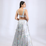 Grey Fairytale Lehenga with Bralette blouse and Dupatta