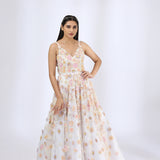 Ivory 3-D Embroidered Gown