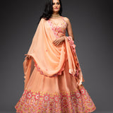 Organza Embroidered Lehenga, Choli and Matching Dupatta