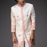 Ivory Embroidered Sherwani With Chudidar