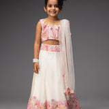 Ivory Embroidered Lehenga And Choli With Dupatta