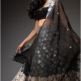 Black Organza Embroidered Bridal Lehenga Set