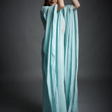 Aqua Blue Crincled Cotton Draped Dress