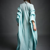 Aqua Blue Crincled Cotton Draped Dress